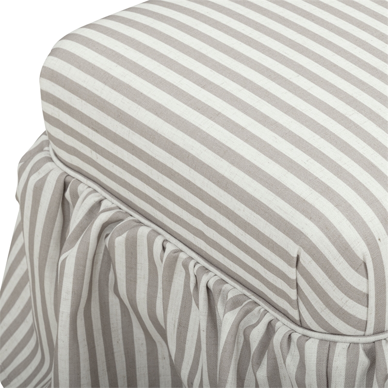 TOV Furniture Gertrude Striped Khaki Linen Ottoman