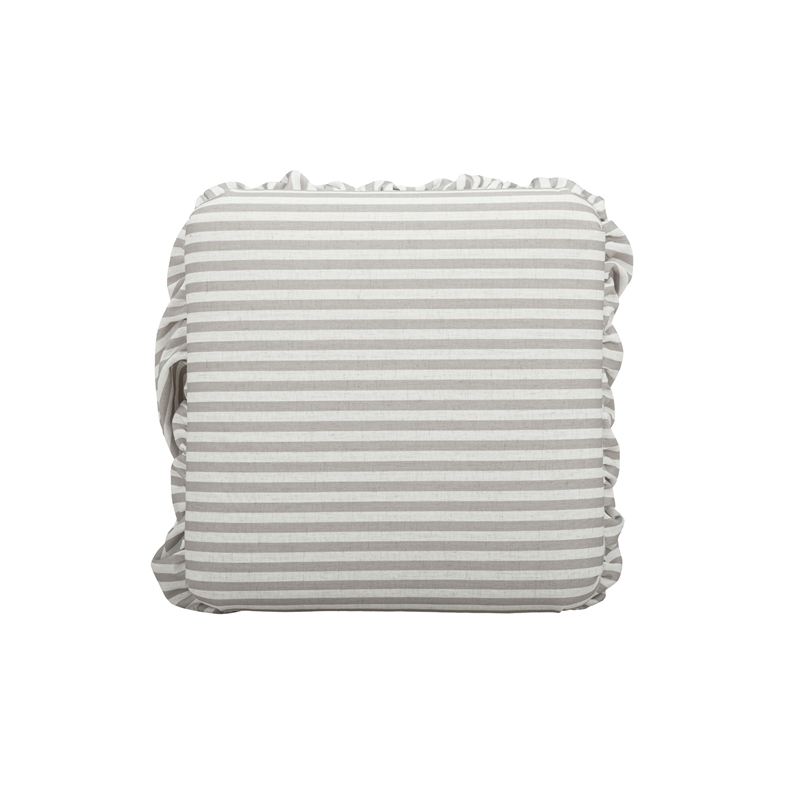 TOV Furniture Gertrude Striped Khaki Linen Ottoman