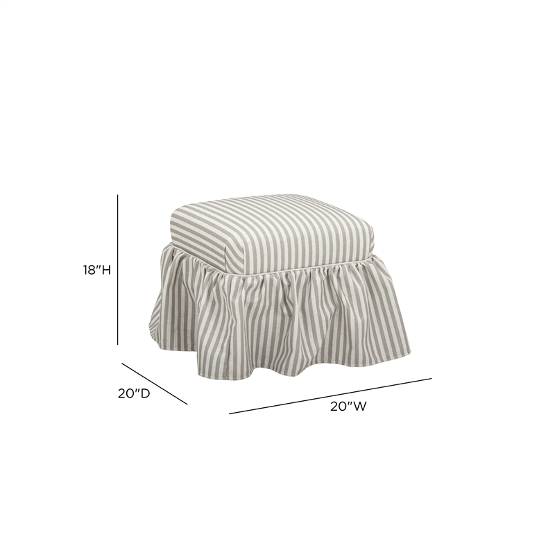 TOV Furniture Gertrude Striped Khaki Linen Ottoman