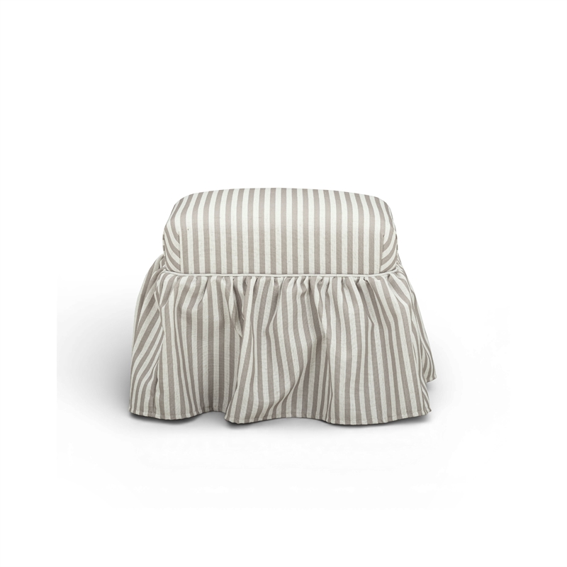 TOV Furniture Gertrude Striped Khaki Linen Ottoman