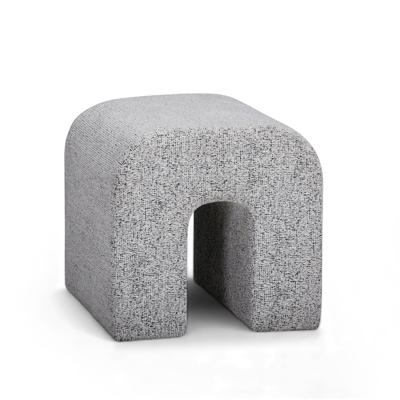 Desi Black and White Woven Fabric Ottoman