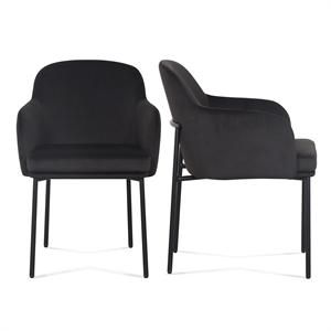 Sydney Black Performance Velvet Armchair Set of 2