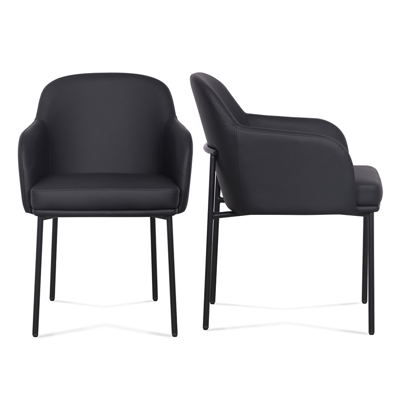 Sydney Black Performance Vegan Leather Armchair Set of 2