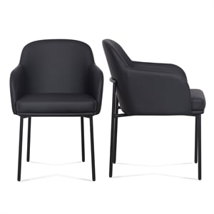 Sydney Black Performance Vegan Leather Armchair Set of 2