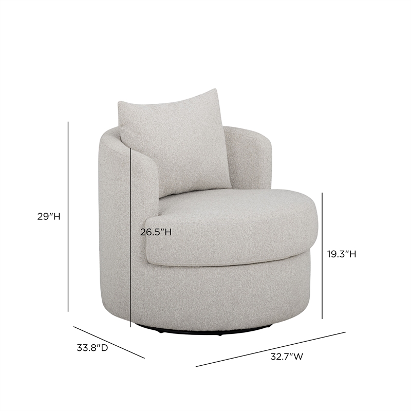 TOV Furniture Silvi Off White Boucle Swivel Chair