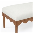 Oodle Cream Vegan Mohair Bench in Walnut