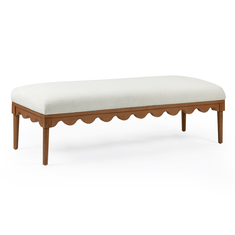 Oodle Cream Vegan Mohair Bench in Walnut