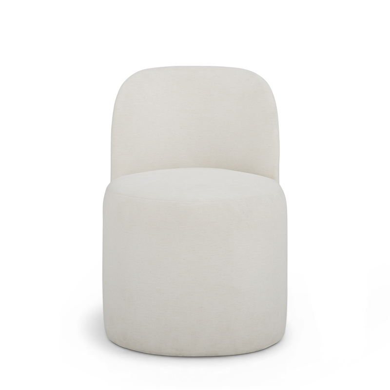 Persa Round Back Cream Performance Chenille Dining Chair