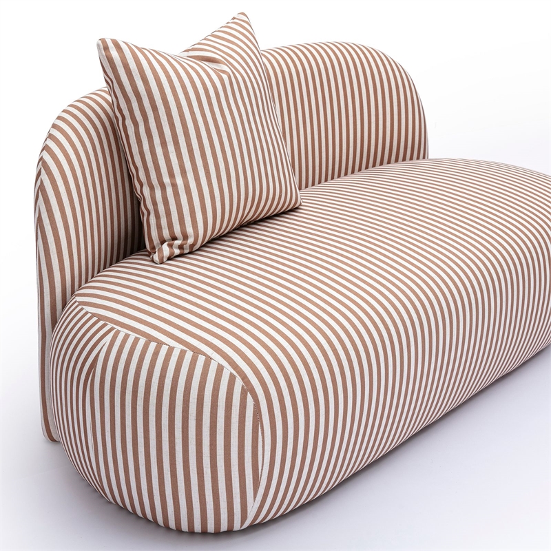 Carraway Brown Striped Linen Loveseat