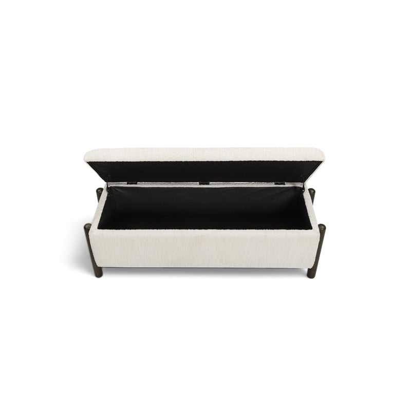 Abby Cream Knubby Fabric Storage Bench