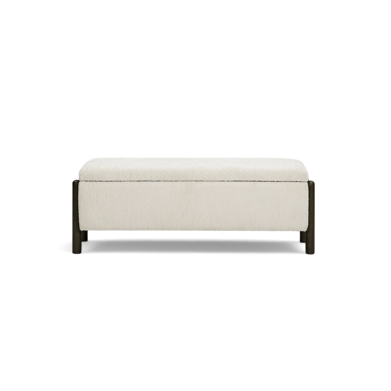 Abby Cream Knubby Fabric Storage Bench