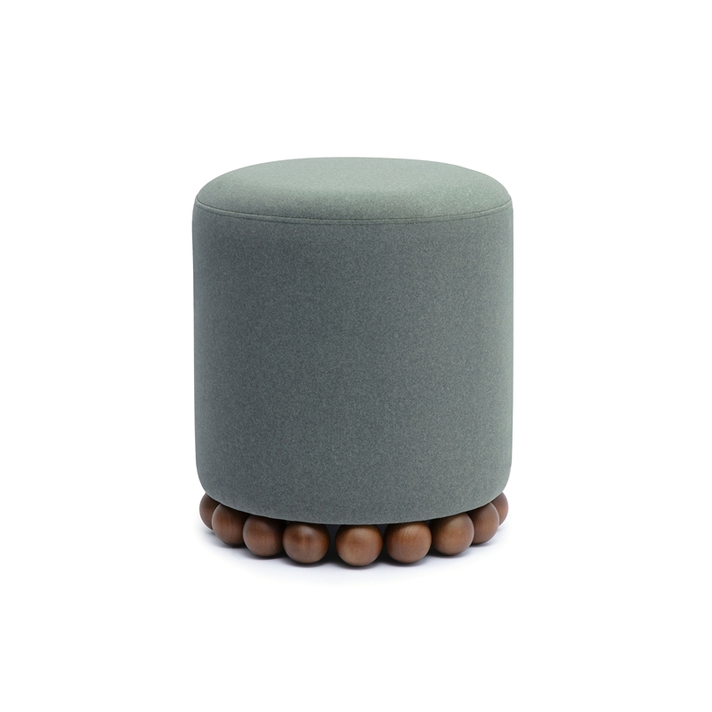 Dex Dark Olive Green Performance Vegan Mohair Ottoman