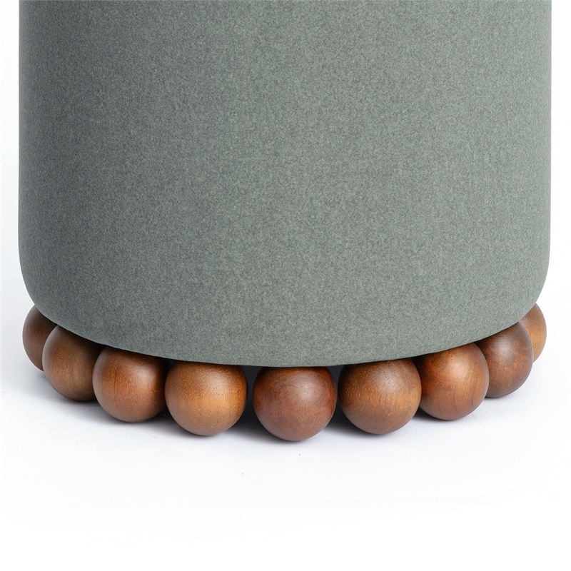 Dex Dark Olive Green Performance Vegan Mohair Ottoman