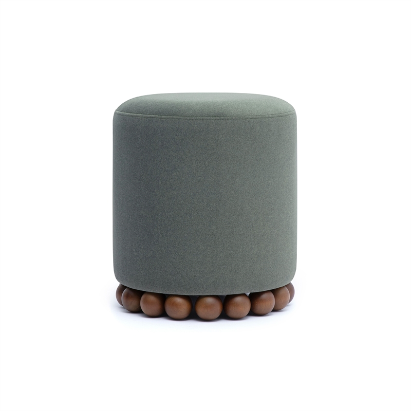 Dex Dark Olive Green Performance Vegan Mohair Ottoman