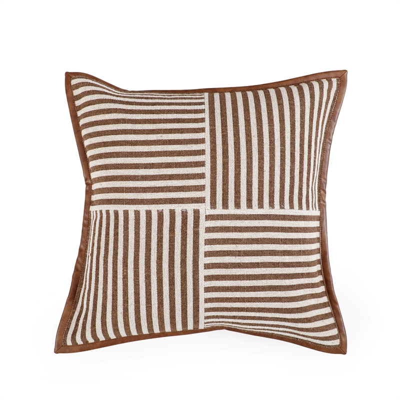 Kora Brown Cotton Jute Throw Pillow