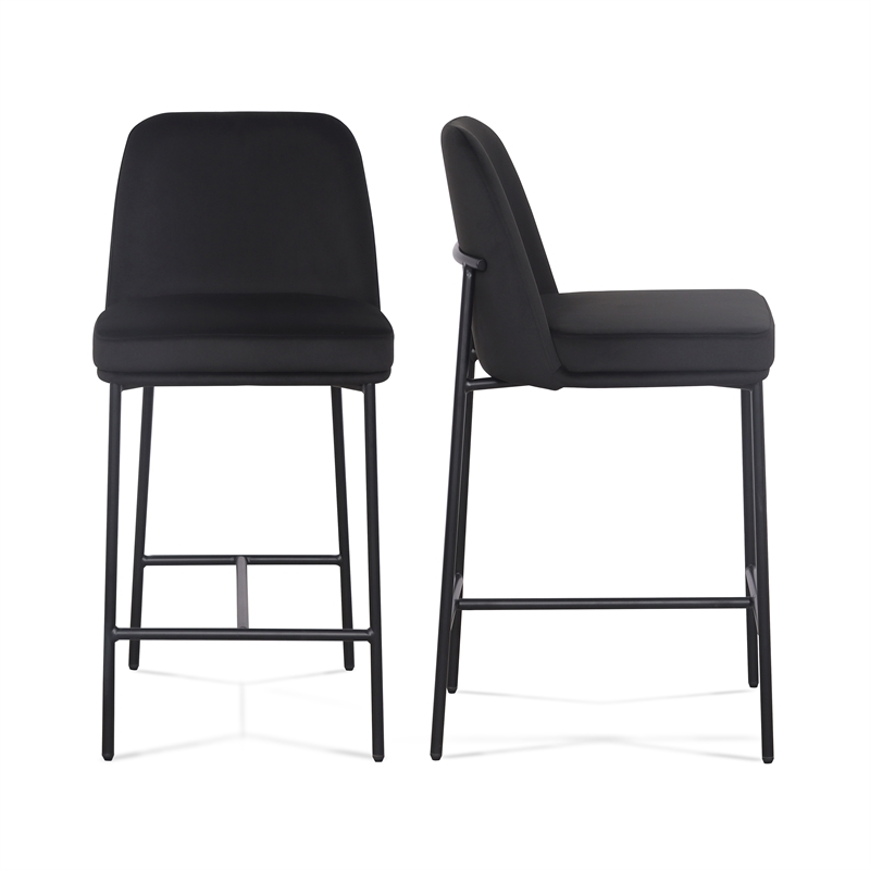 Sydney Black Performance Velvet Counter Stool Set of 2