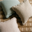Rose Taupe Striped Linen Accent Pillow