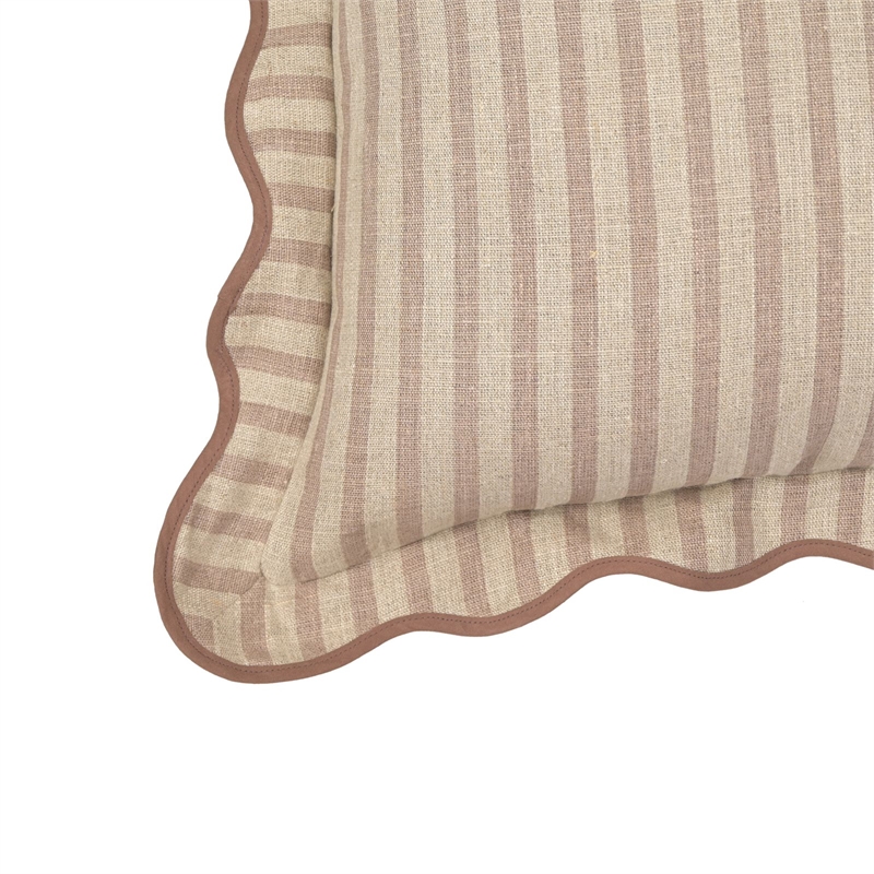 Rose Taupe Striped Linen Accent Pillow