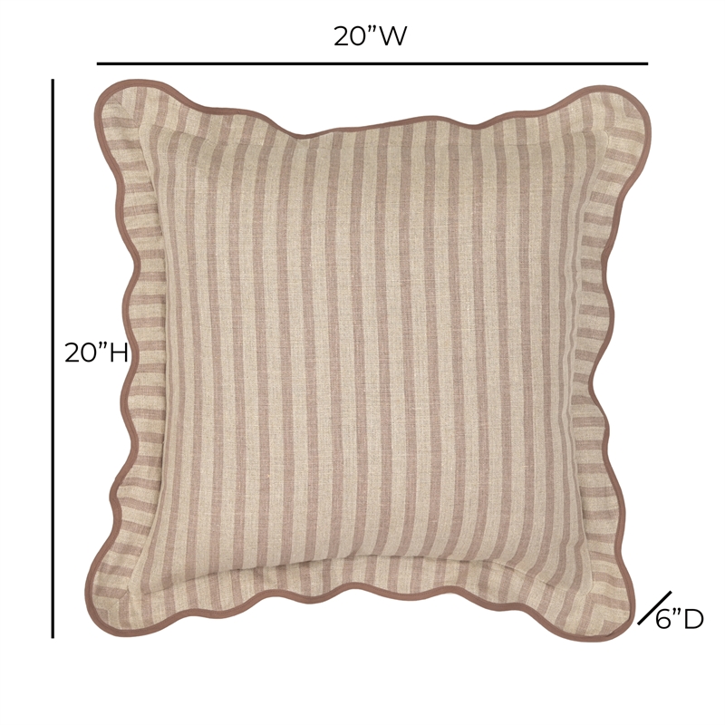 Rose Taupe Striped Linen Accent Pillow