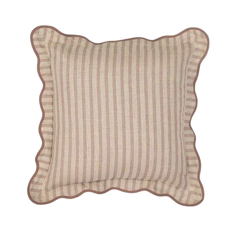 Rose Taupe Striped Linen Accent Pillow