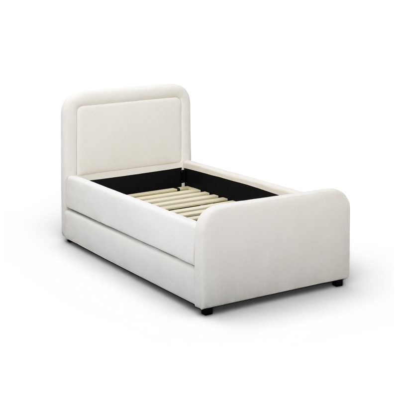 Briella Cream Velvet Trundle Bed