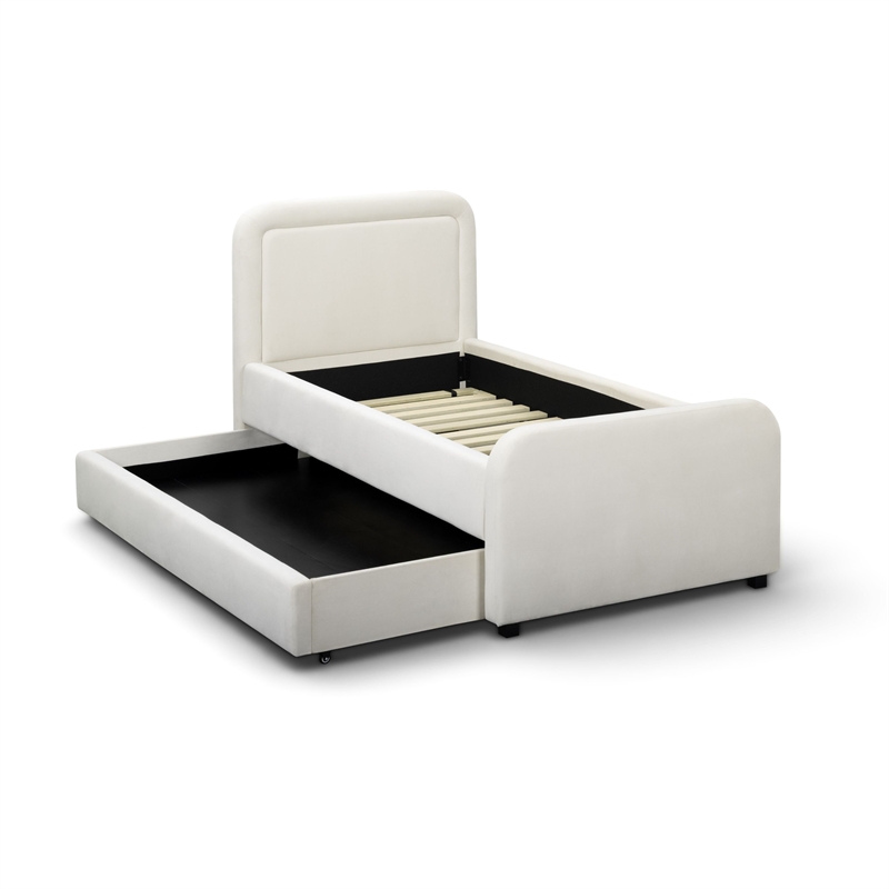 Briella Cream Velvet Trundle Bed