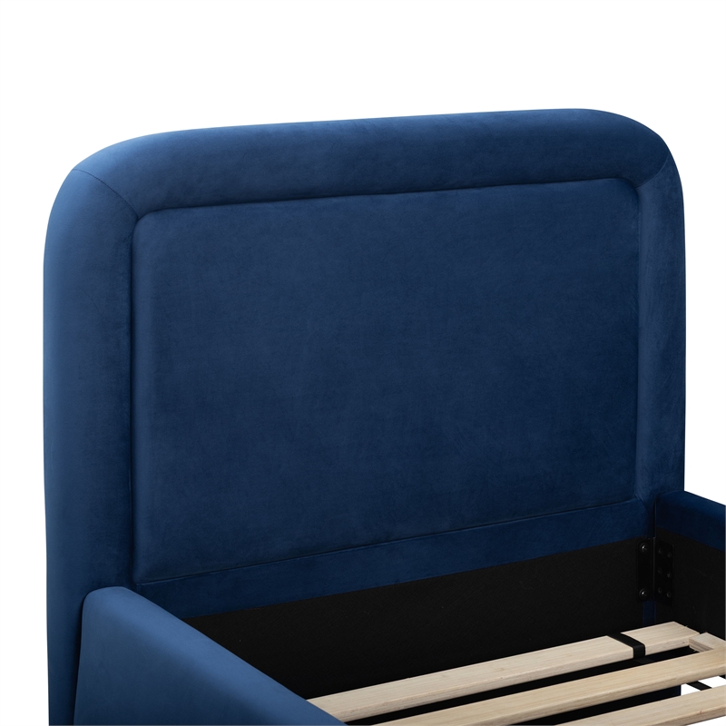 Briella Navy Blue Velvet Trundle Bed