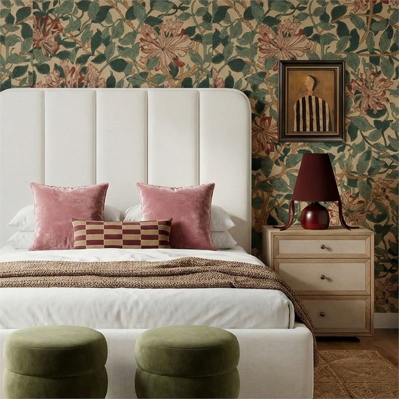 Parker Cream Chenille Queen Bed