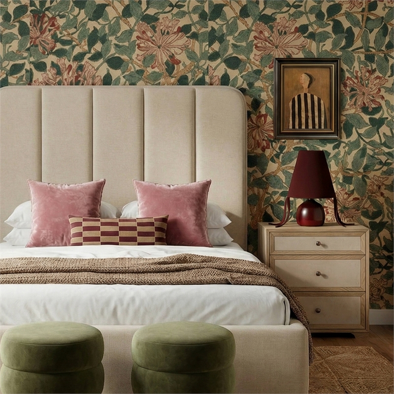 Parker Tan Chenille Queen Bed