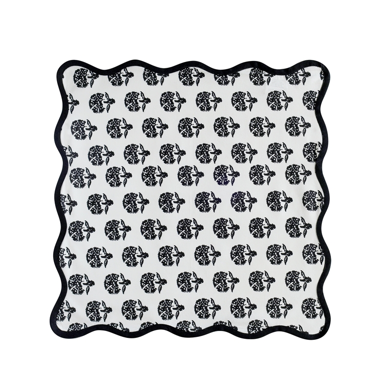 Crissy Cotton Canvas Printed Napkins - Set of 4 - Black Vintage Floral