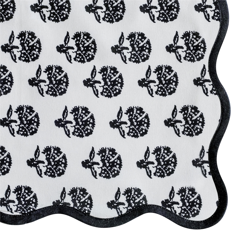 Crissy Cotton Canvas Printed Napkins - Set of 4 - Black Vintage Floral