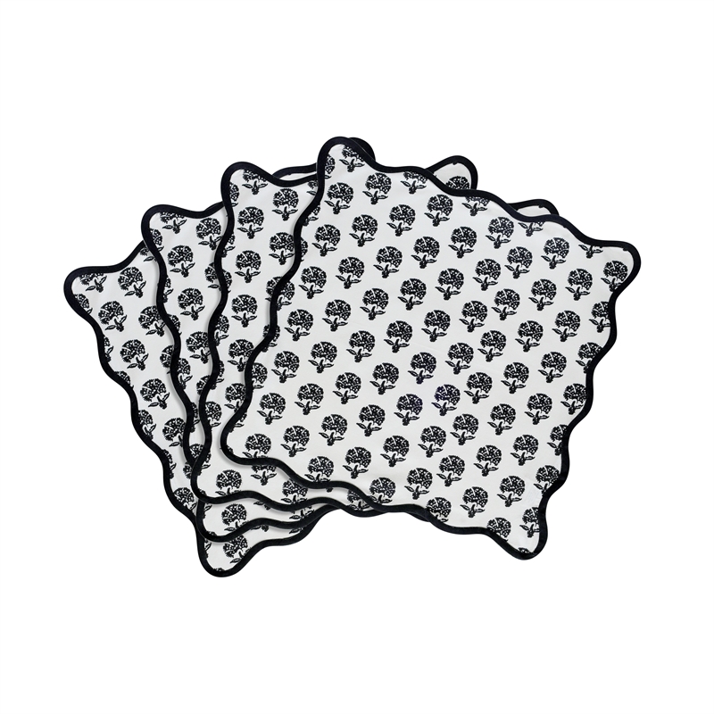 Crissy Cotton Canvas Printed Napkins - Set of 4 - Black Vintage Floral