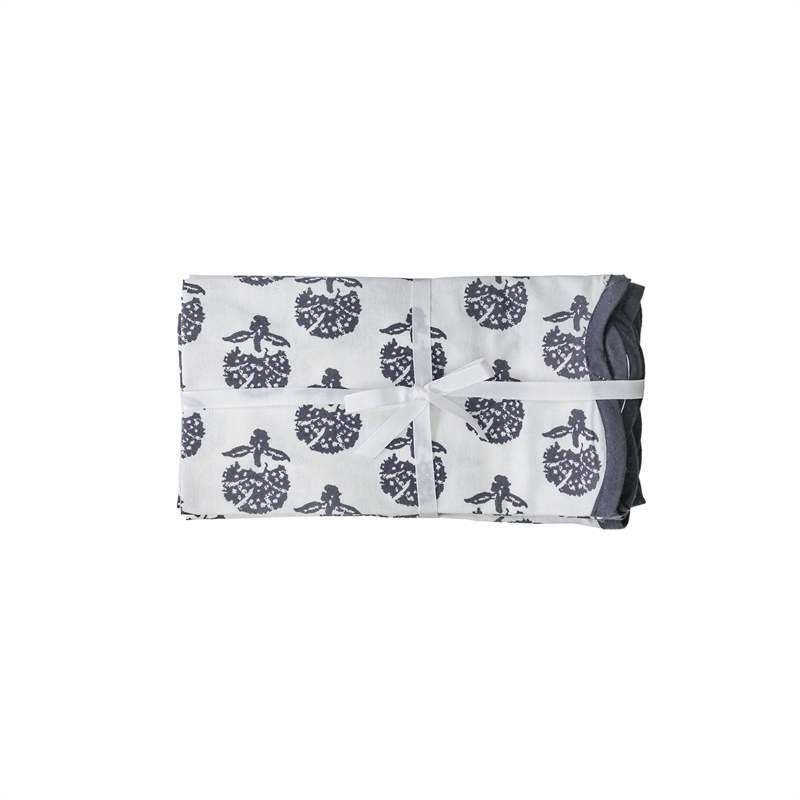 Crissy Cotton Canvas Printed Napkins - Set of 4 - Black Vintage Floral