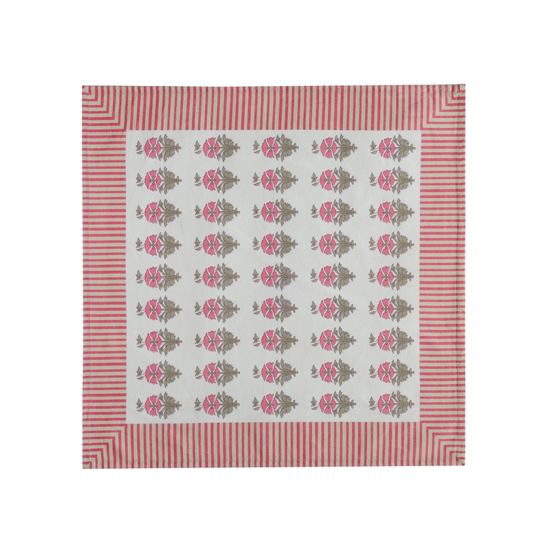 Crissy Cotton Canvas Printed Napkins - Set of 4 - Pink Vintage Floral