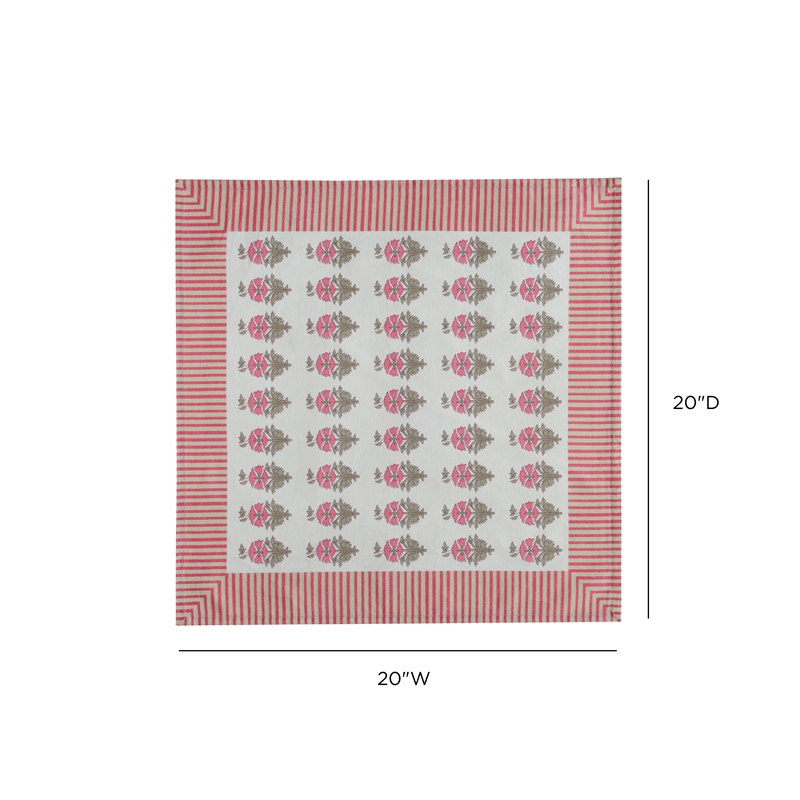 Crissy Cotton Canvas Printed Napkins - Set of 4 - Pink Vintage Floral