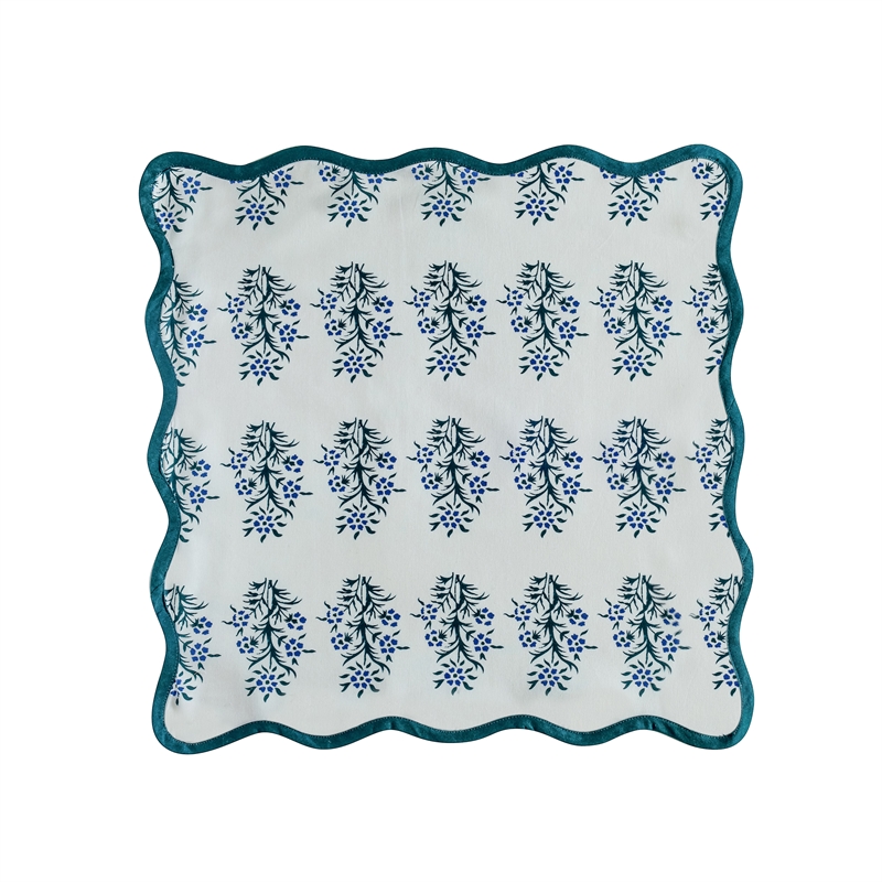 Crissy Cotton Canvas Printed Napkins - Set of 4 - Blue Cornflower