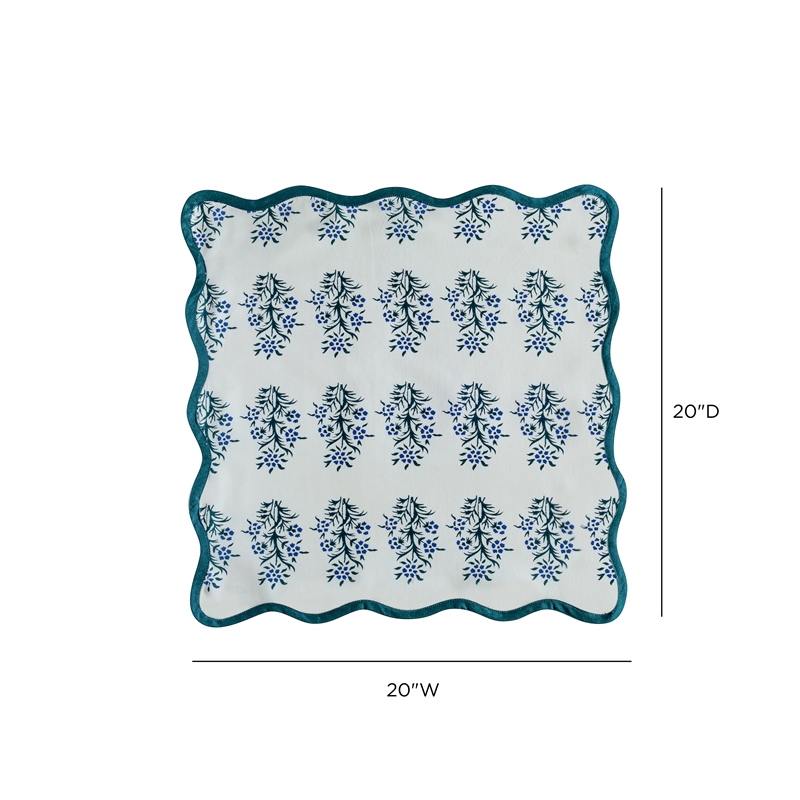 Crissy Cotton Canvas Printed Napkins - Set of 4 - Blue Cornflower