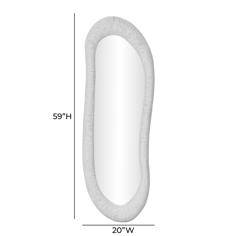 Orpheus Ribbed Faux Stone Fiberglass Tall Floor Mirror