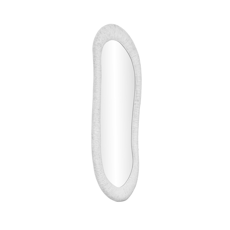Orpheus Ribbed Faux Stone Fiberglass Tall Floor Mirror