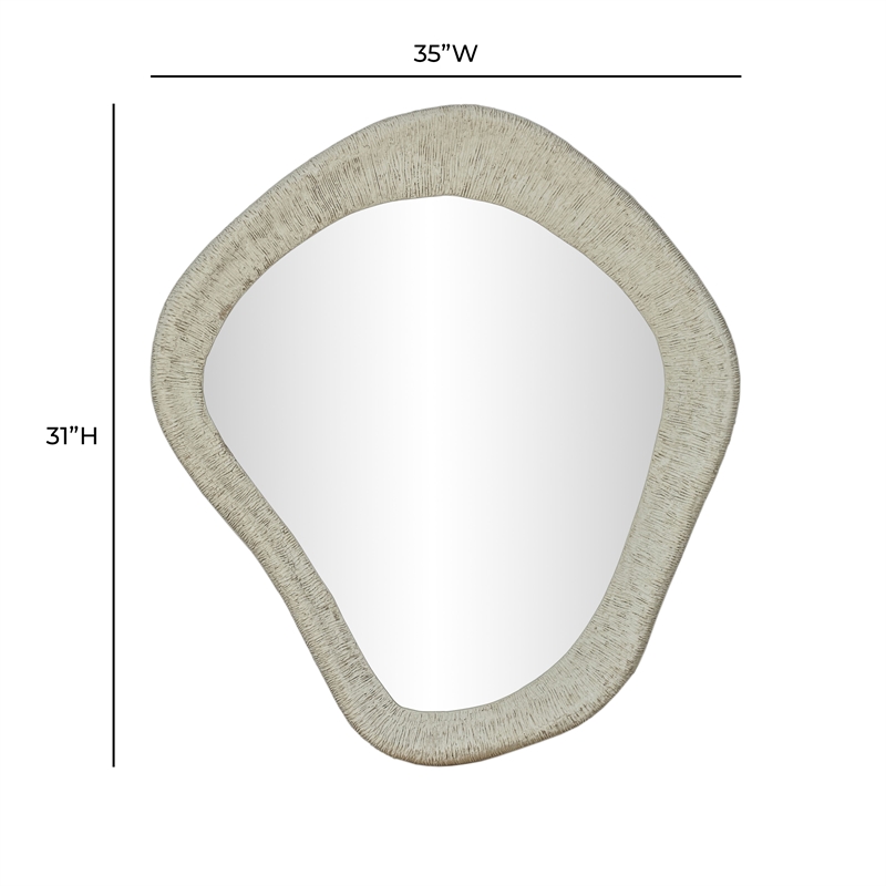 Orpheus Ribbed Faux Stone Fiberglass Wall Mirror
