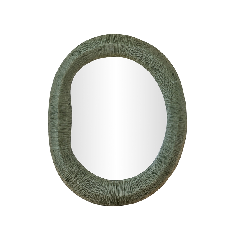 Orpheus Ribbed Forest Green Fiberglass Thick Wall Mirror