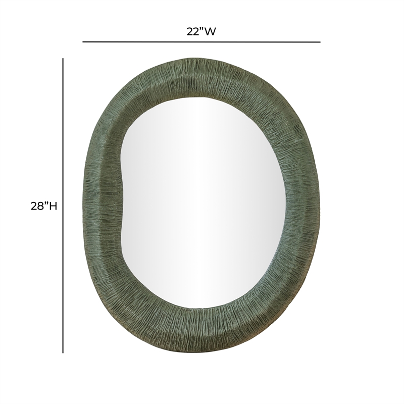 Orpheus Ribbed Forest Green Fiberglass Thick Wall Mirror
