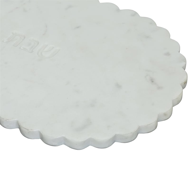 Shabbat White Marble Serving Board