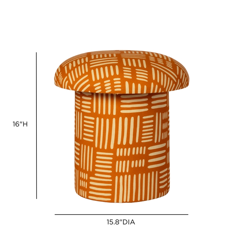 Lucy Rust Orange Tribal Print Mushroom Stool