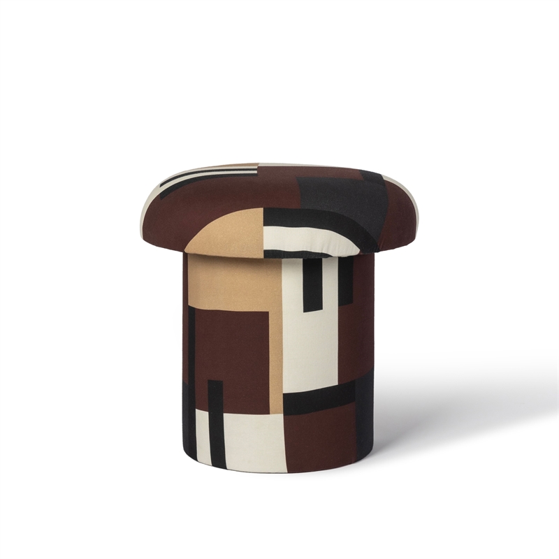 Lucy Mud Brown Abstract Print Mushroom Stool