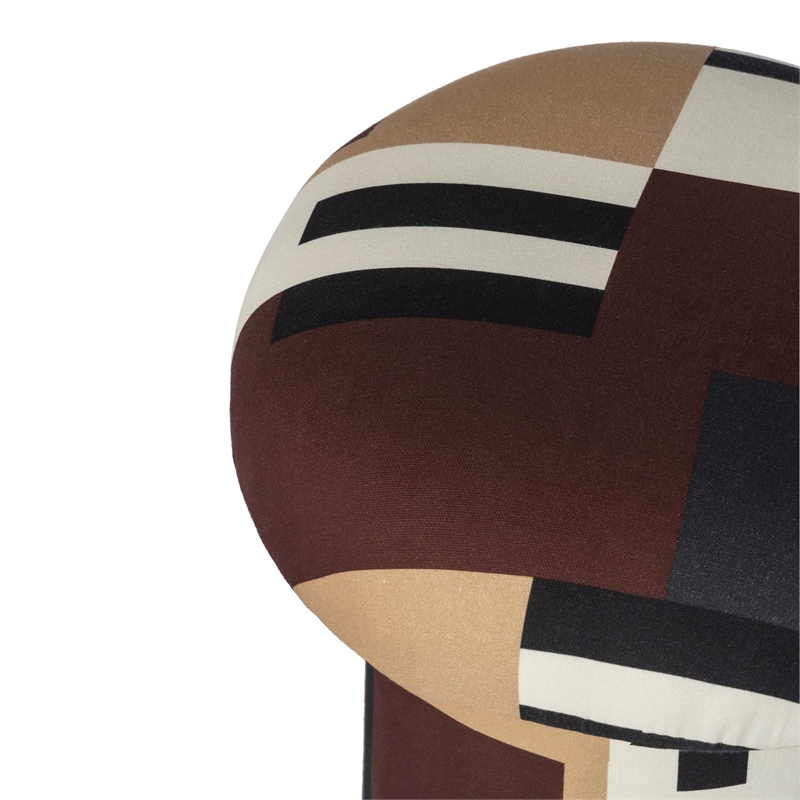 Lucy Mud Brown Abstract Print Mushroom Stool