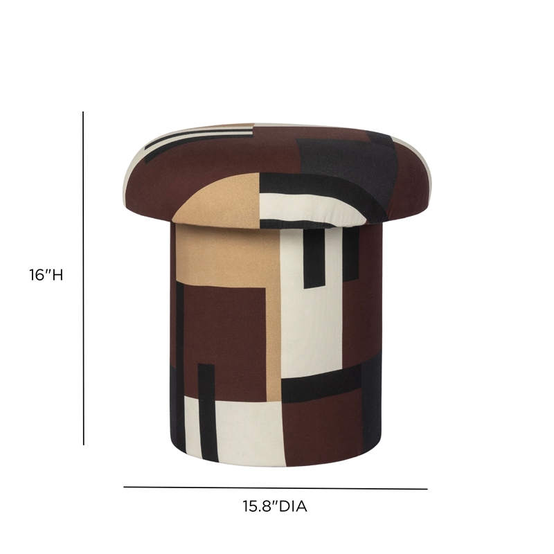 Lucy Mud Brown Abstract Print Mushroom Stool