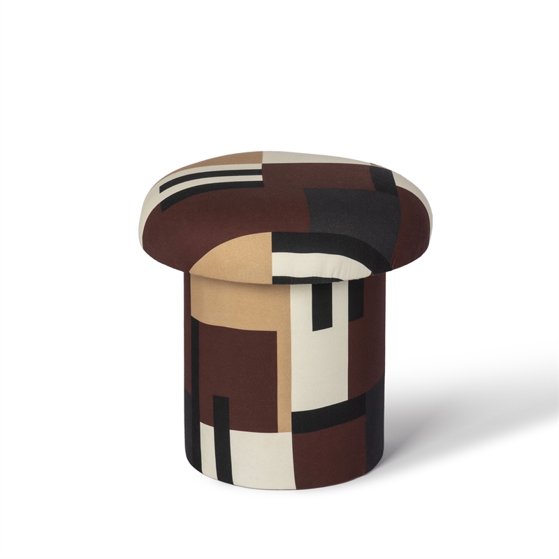 Lucy Mud Brown Abstract Print Mushroom Stool