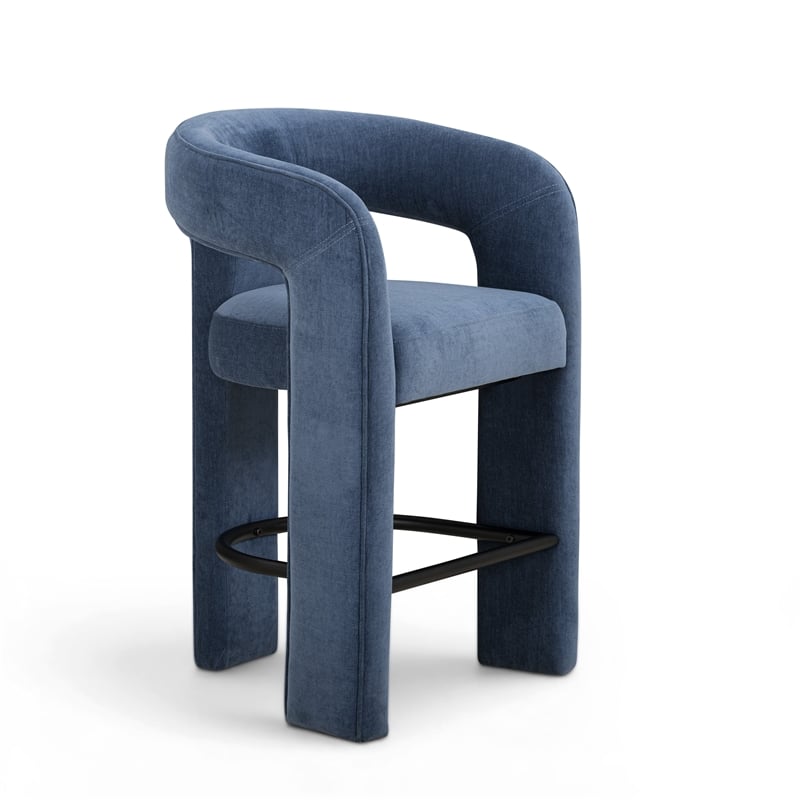 Malone Denim Blue Performance Fabric Counter Stool