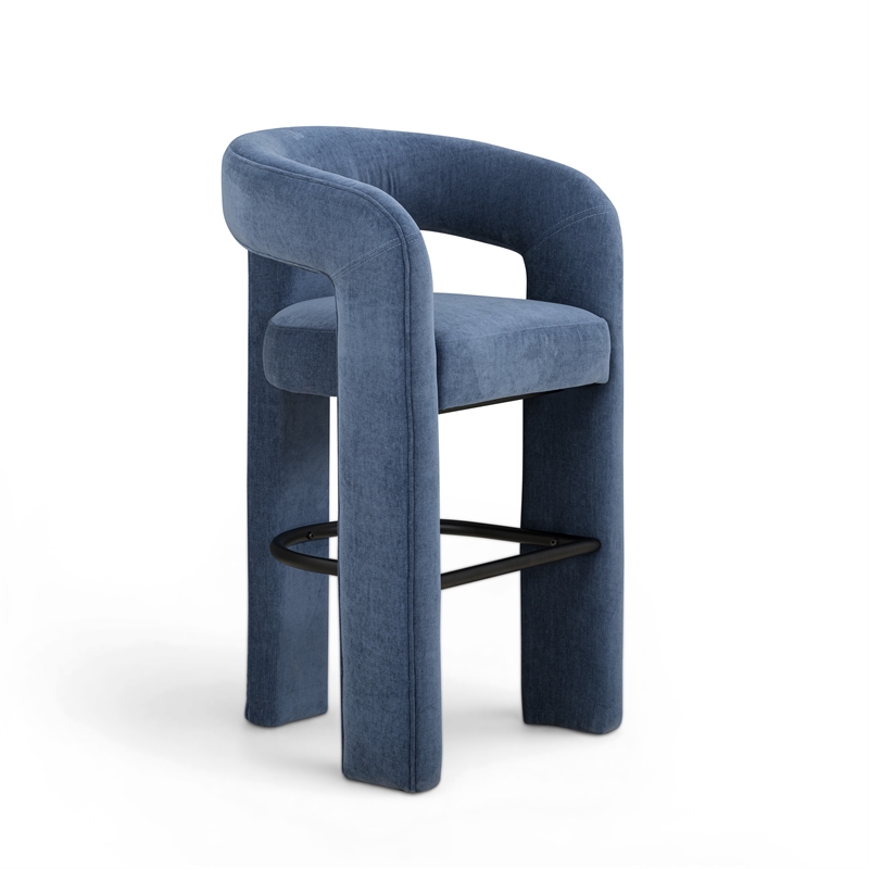 Malone Denim Blue Performance Fabric Bar Stool